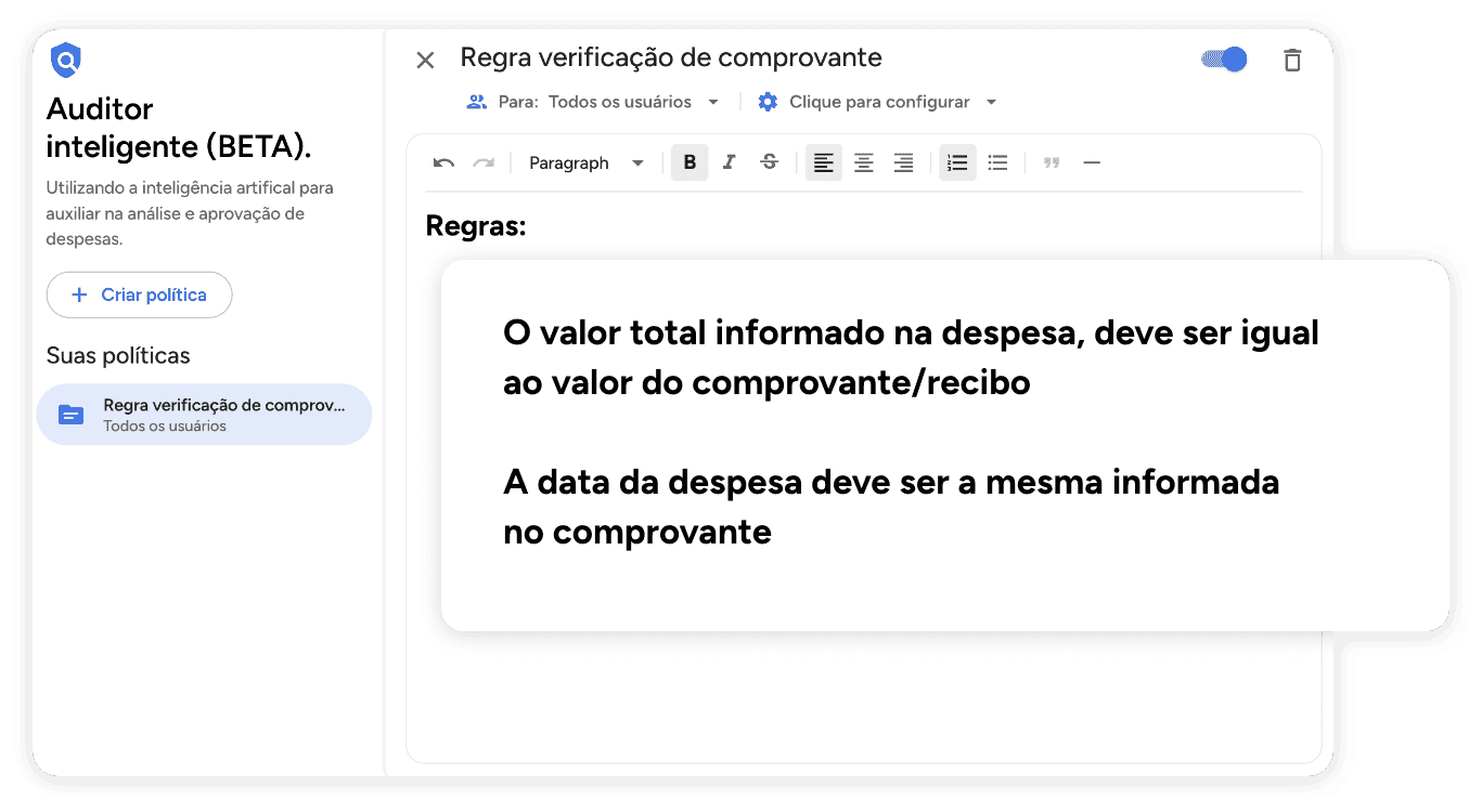 Uso de inteligência artificial para detectar fraudes e monitorar despesas de acordo com políticas internas