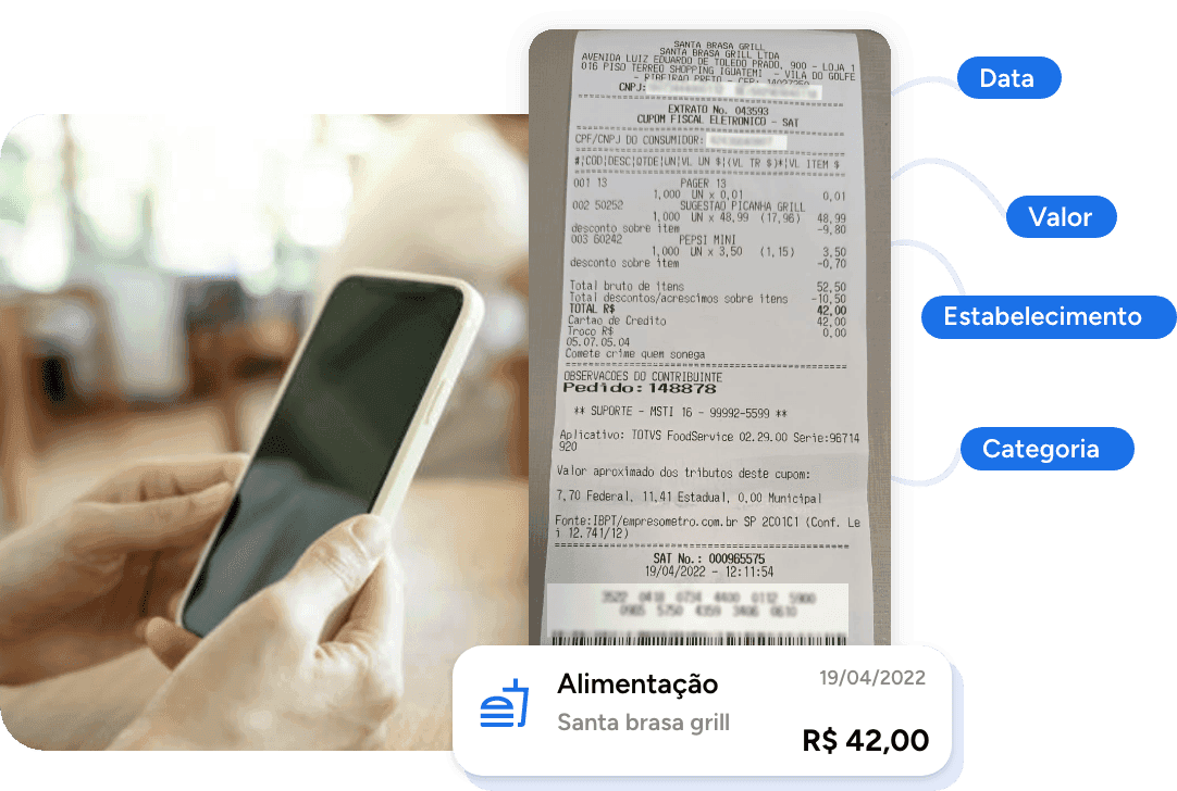 Aplicativo para registro de despesas corporativas com IA para leitura dos dados